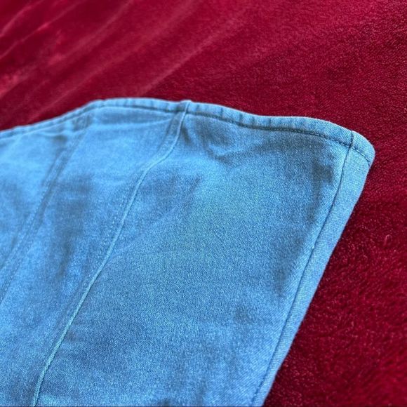Strapless cropped denim corset - Picture 2 of 8
